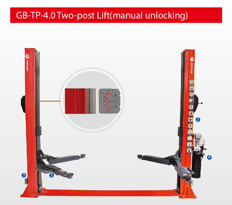 GB-TP-4.0 Two-post Lift(Manual Unlocking)